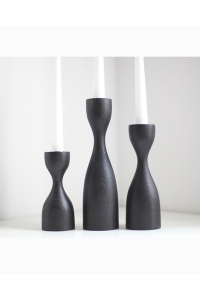 mebaconcept Doğal Ahşap Şamdan Seti 17.5cm & 15cm & 12.5 , El Yapımı, Rustik ...