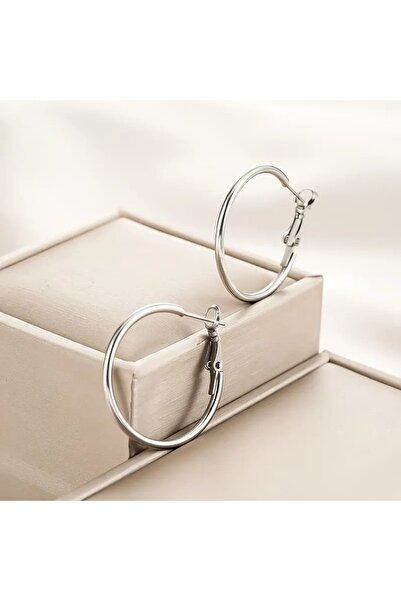 ARTEMİSİA Unisex 316 L Çelik Kararmaz Antialerjenik Halka Küpe 3 CM GÜMÜŞ RENK