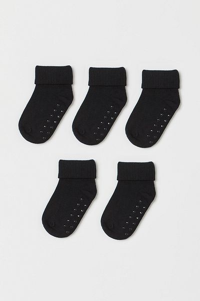 MEM SOCKS 5 опаковки от органичен памук, нехлъзгащи се детски/бебешки чорапи, специални в кутия