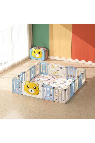 FULLJOY Foldable Bear Kids Playroom 185*185*62 Blue