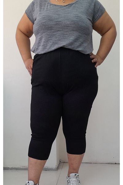Mertcan Butik Black Capri Length Knee-Length Elastic Waist Combed Viscose Leggings