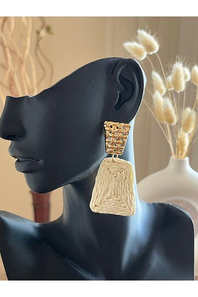 Büyük Hanım Bohemian Style Handmade Raffia Earrings