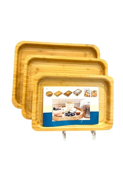 aljahwari 3-piece rectangular wooden tray set