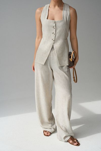 CELITA Buttoned Lined Vest & Oversize Elastic Waist Trousers New Season Women's Set