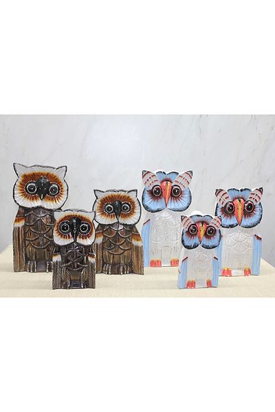 Easy Tedarik Wooden 3-Piece 50 cm Owl Set 3Sutama-6