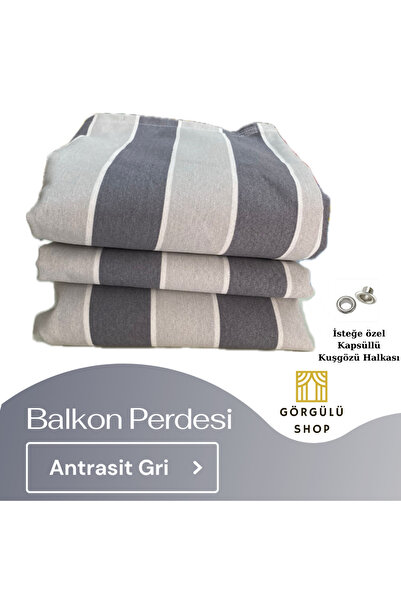 Görgülü Shop Demir Kuşgözü Halkalı ve Bağcıklı Pamuklu Kumaştan Antrasit Gri ...