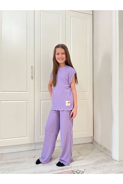 Tosyalı Burak Bebe Girl's Wrinkled Fabric Bottom-Top Set