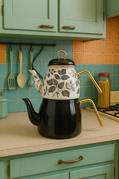 Sever Elite Class Retro Emaye Çaydanlık Takımı 3 Litre