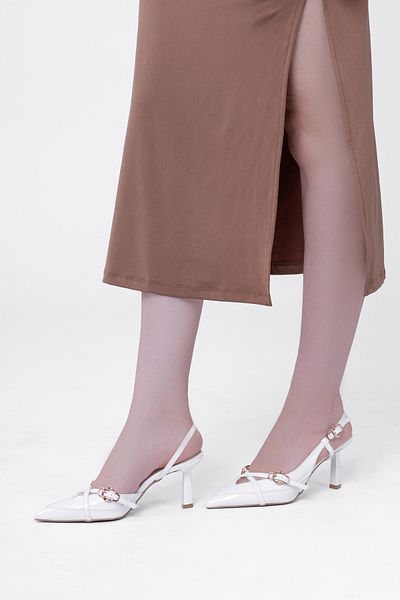Tasarım Pantofi cu toc pentru femei Bucolic SUEDE din piele lacuita cu catarama cu doua bretele in fata