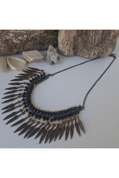 azra takı tasarım Handmade Short, authentic, bohemian, ethnic Short Women's black Necklace