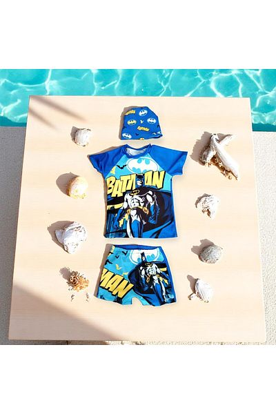 MİLAYS LİFE HOME COLLECTİON Mi̇lays 3 Pieces Bonneted Tee-Shorts Sea and Pool Swimsuit