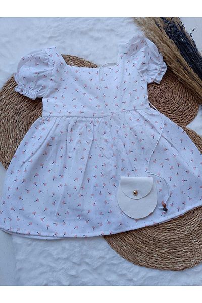 ayzen store Floral Patterned Bag Detailed Girl's Dress