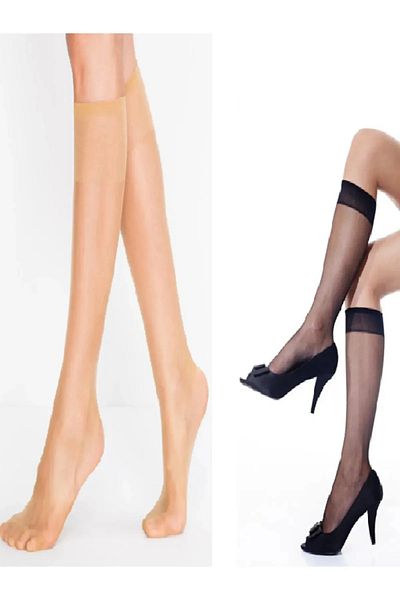 Müjde 5 Pack Knee Length Thin Trouser Socks 20 Denier Tulle Socks 3 Black 2Ten