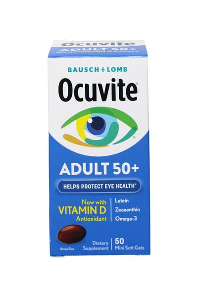 Ocuvite Adult 50+ Eye Vitamins with Lutein, Zeaxanthin and Omega-3 from Bausch Lomb 50 Soft Gels