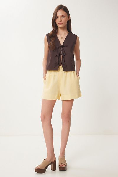 Lovelyİstanbul Bow Tie Woven Vest Brown Lbv0057
