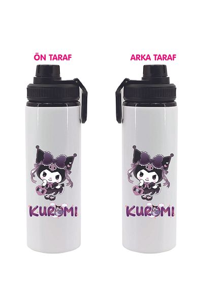 DKDZ SHOP Kuromiii Printed Metal Water Bottle Black 850ml.-014