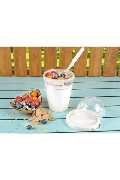 Titiz Plastik Evinhouse Take'n Go - Prepare Yogurt Container with Lid and Fruit
