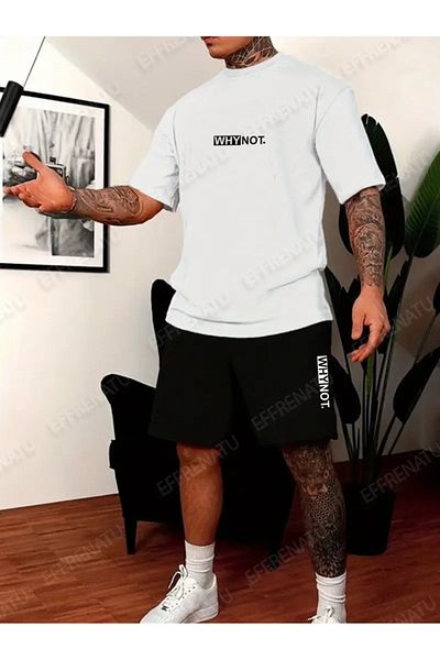 EFFRENATU Trendy Clothing Set of T-Shirts and Shorts with Print in Different Colors and Large Sizes