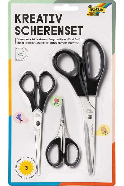 Folia Kreativ Scissors Set 3 Different Scissors