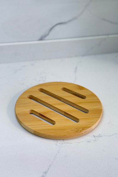 Albergio Bamboo Trivet Round 17X17 cm - Non-Slip Pot & Teapot Coaster