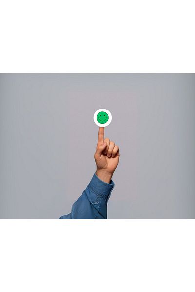 CASALINGHI Round Matte Sticker 3 cm - 100 Colorful Emojis Dark Green Smiley Face Label Cute Faces