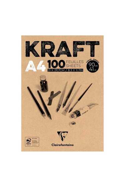 Clairefontaine Kraft Çizim Bloğu A4 90gr 100 Yaprak Üstten Yapışkanlı