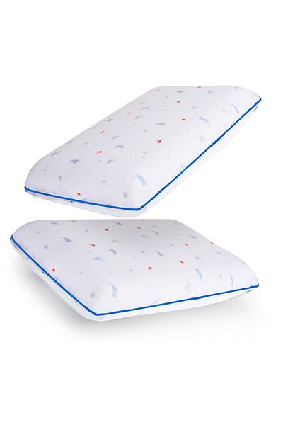 moda home bedding 2 Pieces Visco Orthopedic Children's Pillow Neck Support Pillow with Spare Cover Gift (Ocean) 60 X 40X 7cm