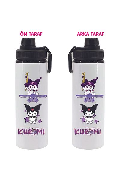 DKDZ SHOP Kuromiii Printed Metal Water Bottle Black 850ml.-029