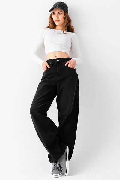 Maule Uzená spona Detailní Volný střih Široká noha Pohodlné Baggy Jean Jeans Volné dámské kalhoty @milano