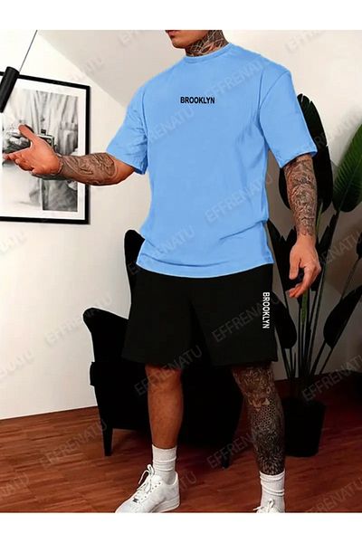 EFFRENATU Trendy Clothing Set of T-Shirts and Shorts with Print in Different Colors and Large Sizes
