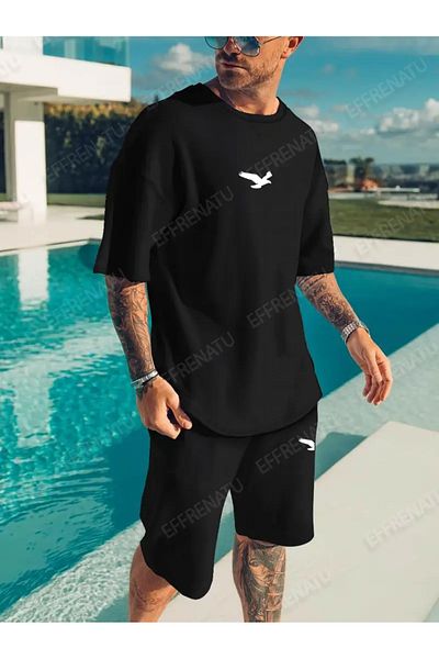 EFFRENATU Trendy Clothing Set of T-Shirts and Shorts with Print in Different Colors and Large Sizes