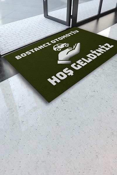 Valerine Life Personalized Personalized Company Custom Dealer Automotive Auto Showroom Green Welcome Door Mat 45x70cm