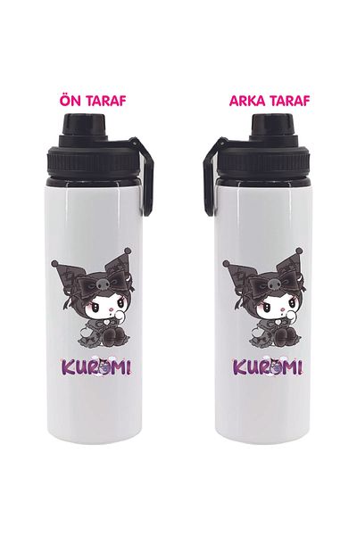 DKDZ SHOP Kuromi Printed Metal Water Bottle Black 850ml.-013