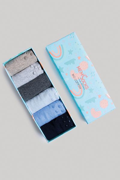 MEM SOCKS Органични памучни 6 опаковки, неплъзгащи се бебешки/детски чорапи