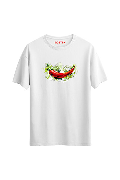 Eastek تي شيرت بتصميم مطبوع باللون الأحمر الفلفلي