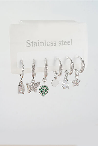 ARTEMİSİA Women's Vip Series Antiallergenic Hanging Figured Earring Set of 6