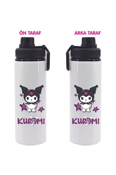 DKDZ SHOP Kuromi Printed Black Metal Water Bottle 850ml.