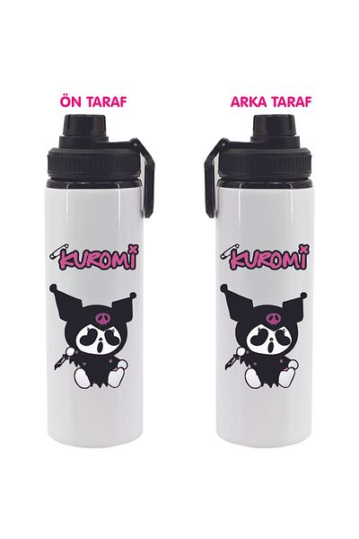 DKDZ SHOP Kuromiii Printed Metal Water Bottle Black 850ml.-031