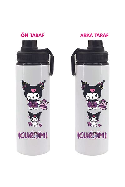 DKDZ SHOP Kuromiii Printed Metal Water Bottle Black 850ml.-030