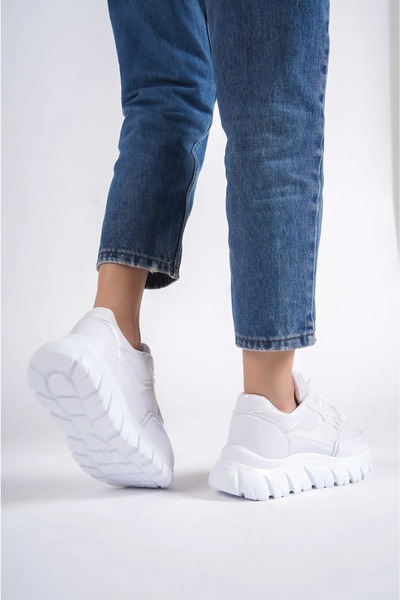 Weynes Jednoduché bílé dámské šněrovací síťované ležérní tenisky sportovní boty Wsb0474