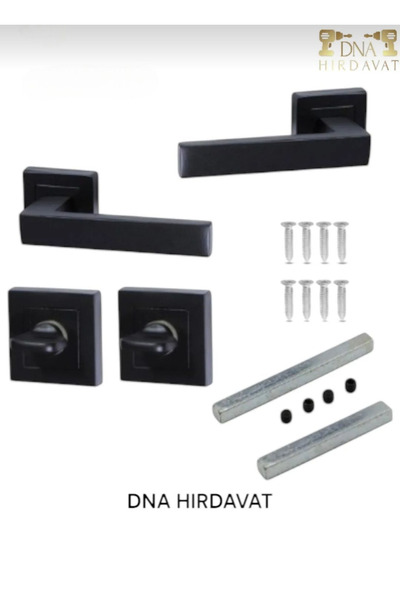 DNA HIRDAVAT Siyah Kare Rozetli Kapı Kolu Seti ( 3+1 Daire )