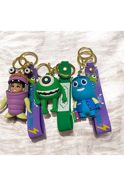 ÇERÇİ MELEK 3 Coin Piece Keychain & Purse Ornament with Cute Monsters Figures