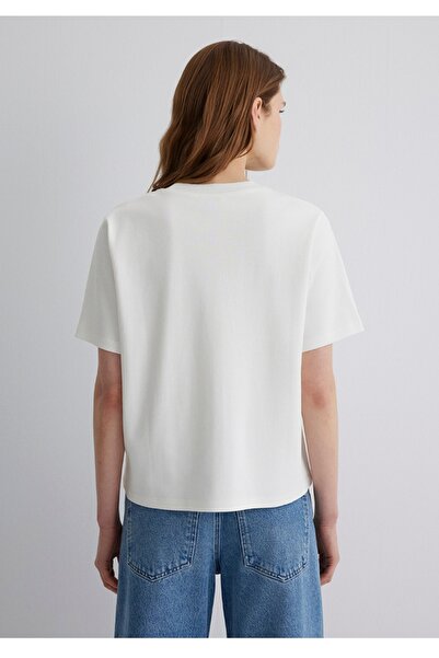 Mavi Γυναικείο μπλουζάκι με στάμπα MV με κανονική εφαρμογή