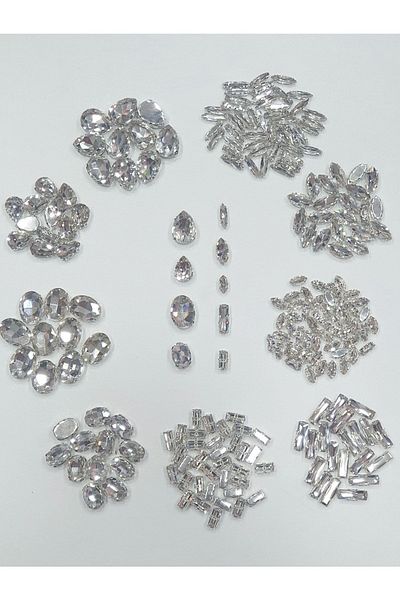 yiğit aksesuar Mixed Shaped Crystal Stone Set with Case 214 Pieces