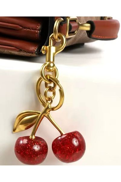 monalisatoka Women's Cherry Gold Charm Bag Keychain