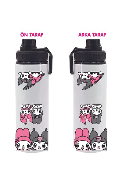 DKDZ SHOP Kuromi Printed Metal Water Bottle Black 850ml.-040