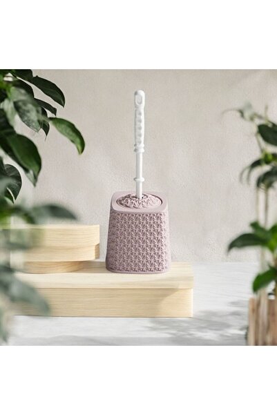 YILMAZNARGİLE Knitted Patterned Toilet Brush,Decorative Toilet Brush,Bathroom Cleaning Wc Brush,Powder Pink