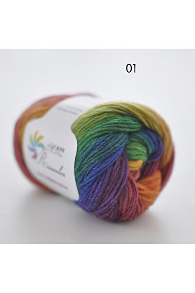 Choice N01 50 جرام/كرة غزل قوس قزح مصبوغ مقطعيًا مصنوع من صوف نقي 100% للحياكة اليدوية والكروشيه