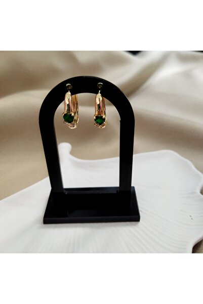 KIZÇE TAKI AKSESUAR Yeşil Taşlı Halka Küpe