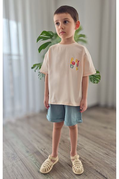 My Baby's World Play Day Pink T-Shirt Blue Shorts Boys Summer Cotton Suit Mtye0077